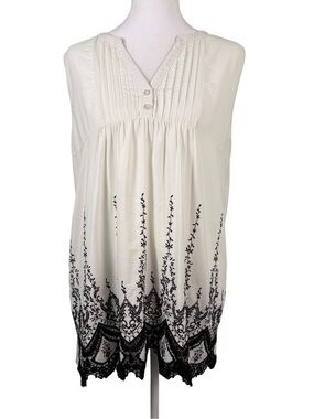 Hannah Embroidered Lace Trim Tunic, Size L – Boho Chic Style